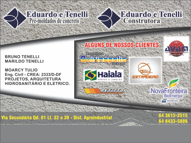 Logo de EDUARDO E TENELLI PRÉ-MOLDADOS E CONSTRUTORA