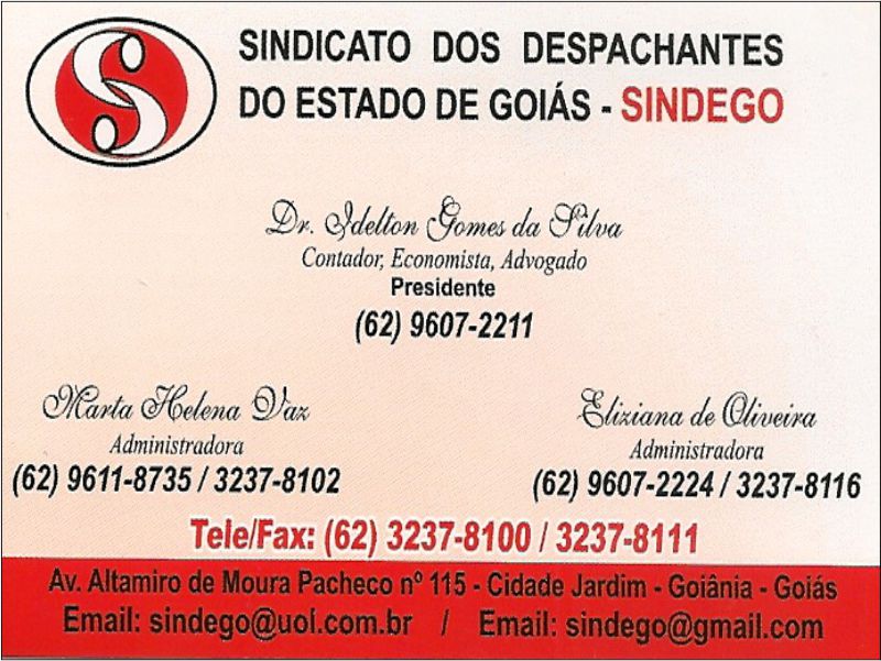 Logo de SINDEGO – SINDICATO DOS DESPACHANTES DO ESTADO DE GOIÁS